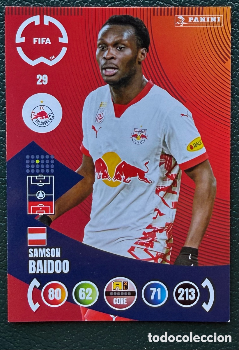 Fu&szlig;ball-Sticker: 29 SAMSON BAIDOO FC RED BULL SALZBURG FICHAS ALBUM ADRENALYN XL FIFA CLUB WORLD CUP 2025