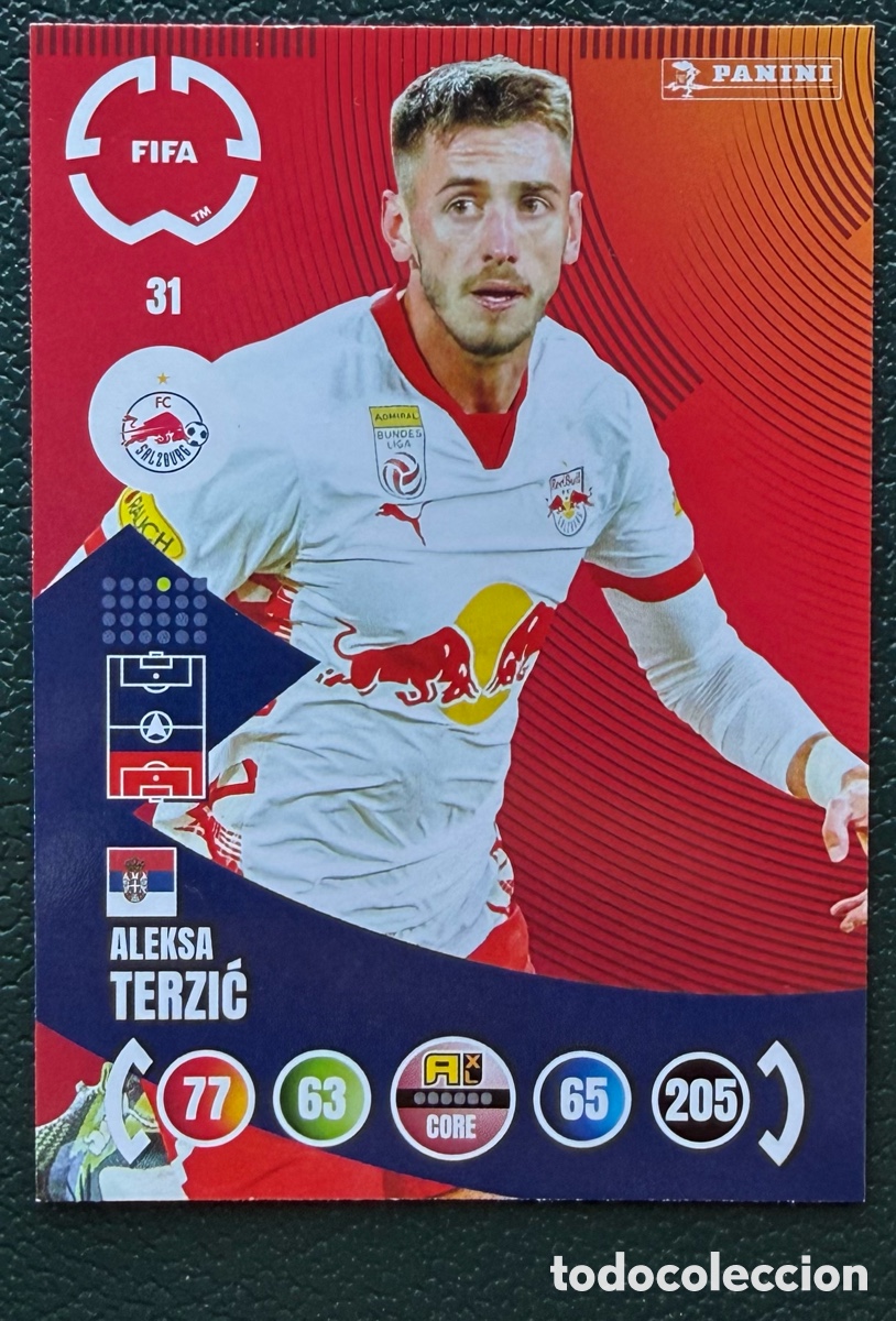Fu&szlig;ball-Sticker: 31 ALEKSA TERZIC FC RED BULL SALZBURG FICHAS ALBUM ADRENALYN XL FIFA CLUB WORLD CUP 2025