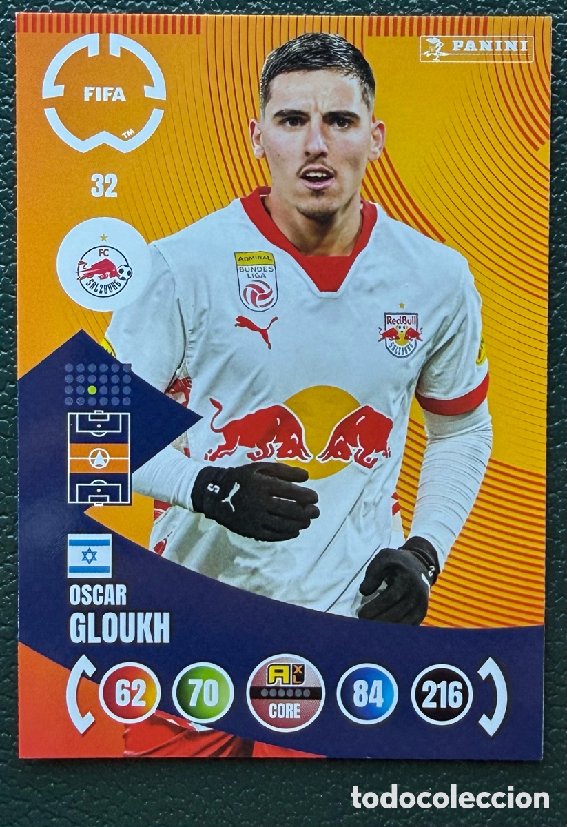 Fu&szlig;ball-Sticker: 32 OSCAR GLOUKH FC RED BULL SALZBURG FICHAS ALBUM ADRENALYN XL FIFA CLUB WORLD CUP 2025