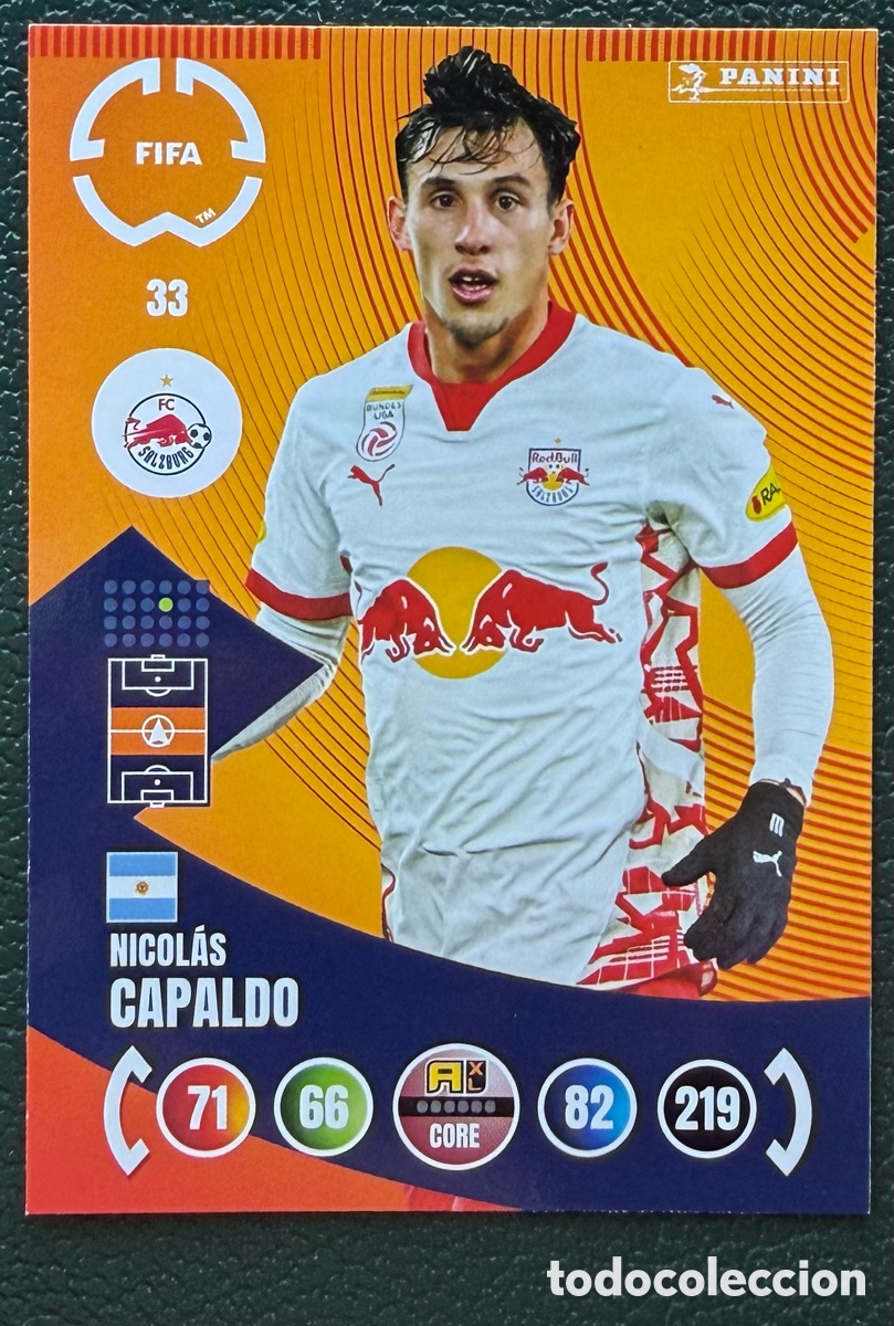 Fu&szlig;ball-Sticker: 33 NICOLAS CAPALDO FC RED BULL SALZBURG FICHAS ALBUM ADRENALYN XL FIFA CLUB WORLD CUP 2025