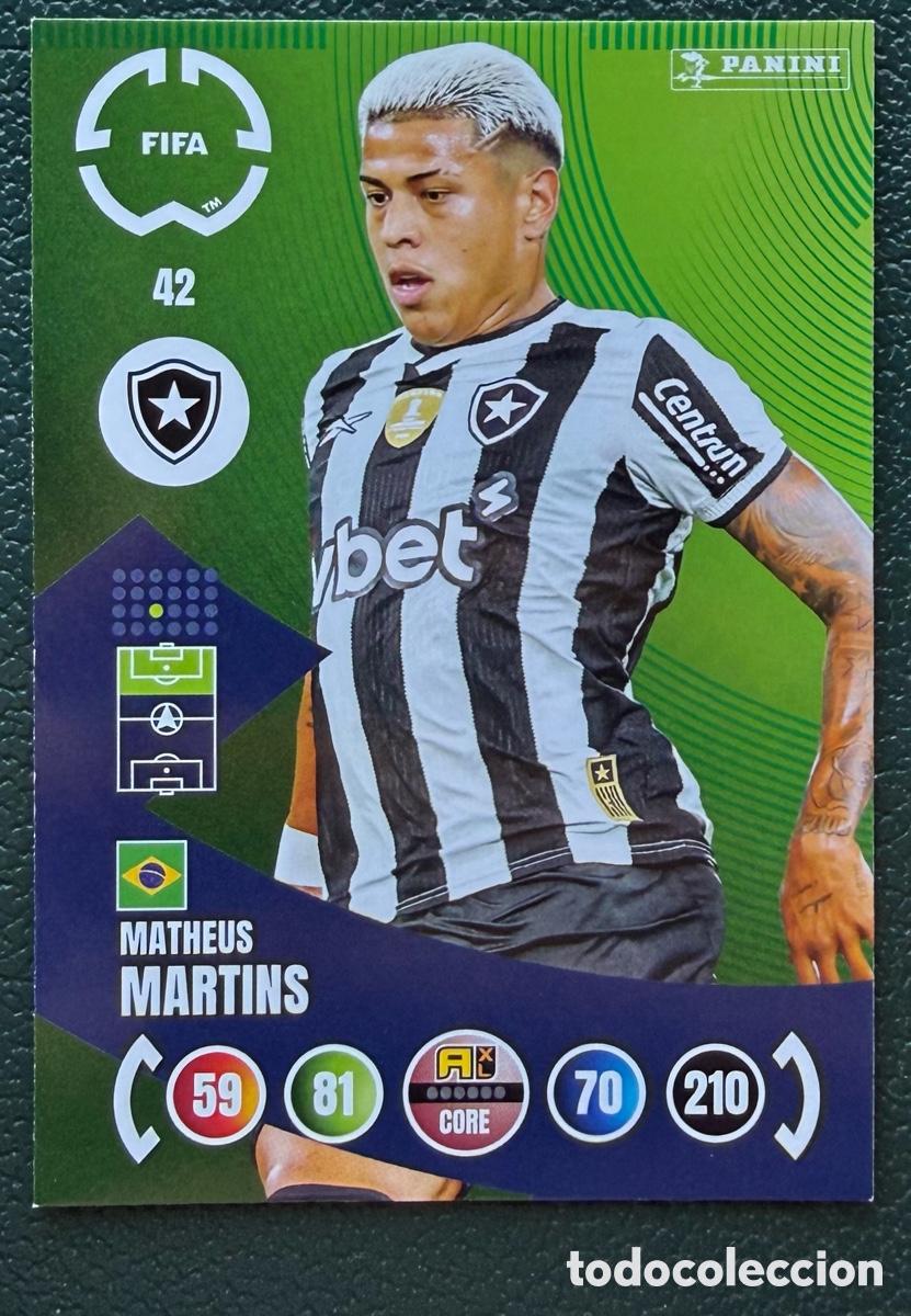 Cartes &agrave; collectionner de Football: 42 MATHEUS MARTINS BOTAFOGO FICHAS ALBUM ADRENALYN XL FIFA CLUB WORLD CUP 2025