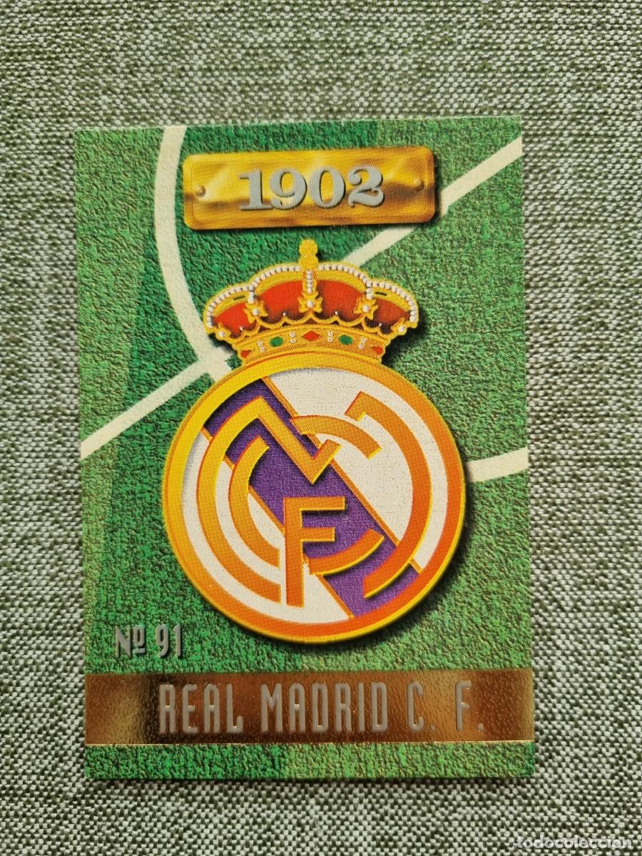 Cromos de F&uacute;tbol: 91 ESCUDO (Real Madrid CF). Las Fichas de la Liga 1996 1997 96 97 (Mundicromo)