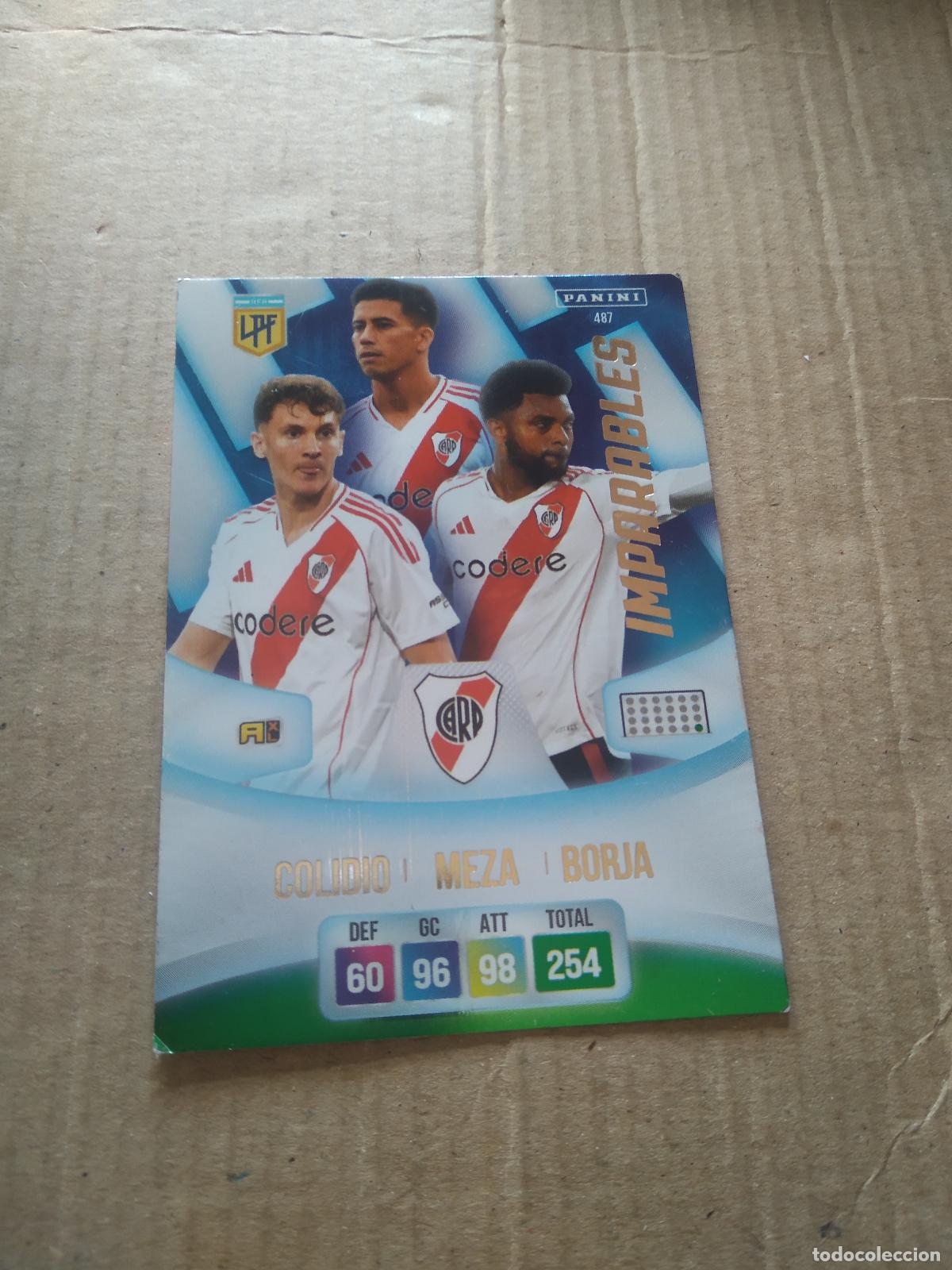 Cromos de F&uacute;tbol: 487 COLIDIO MEZA BORJA RIVER PLATE CROMO FUTBOL ARGENTINO PANINI LIGA ARGENTINA 2024 ADRENALYN