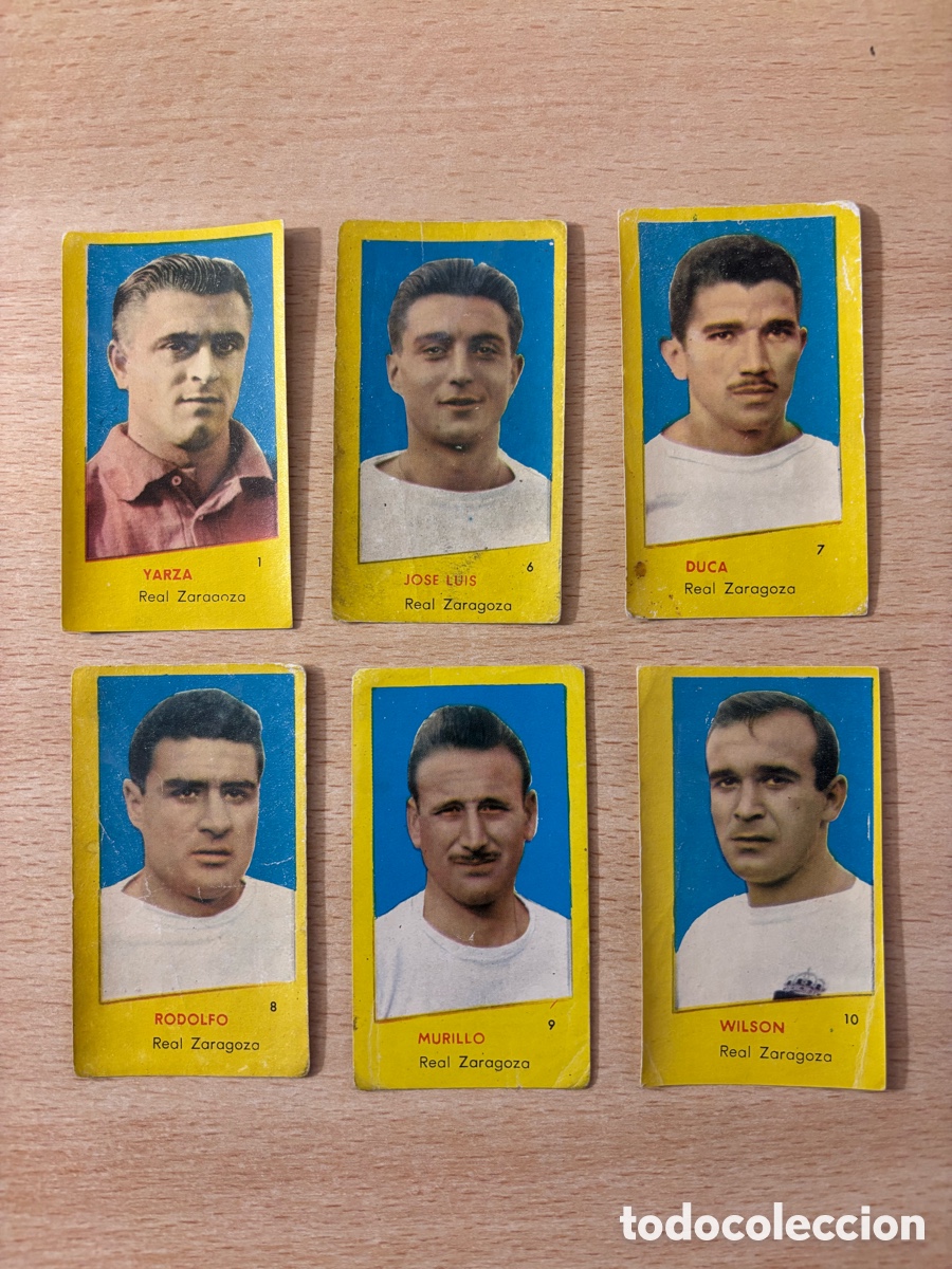 Cromos de F&uacute;tbol: Lote de 6 cromos Real Zaragoza Ediciones Bruguera Campeones 1960 1961 60 61 sin pegar