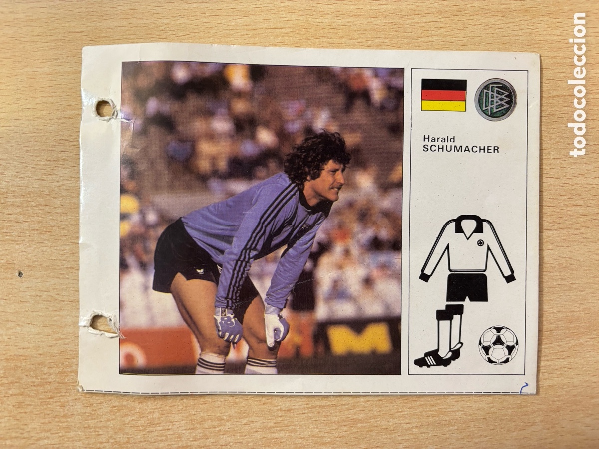 Cromos de F&uacute;tbol: # 2 Harald Schumacher Alemania Federal Las Estrellas del Mundial 82, mide 18x14 cm.