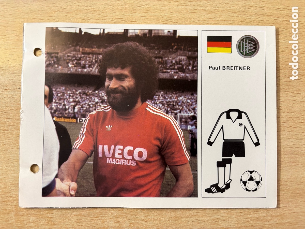Cromos de F&uacute;tbol: # 5 Paul Breitner Alemania Federal Las Estrellas del Mundial 82, mide 18x14 cm.