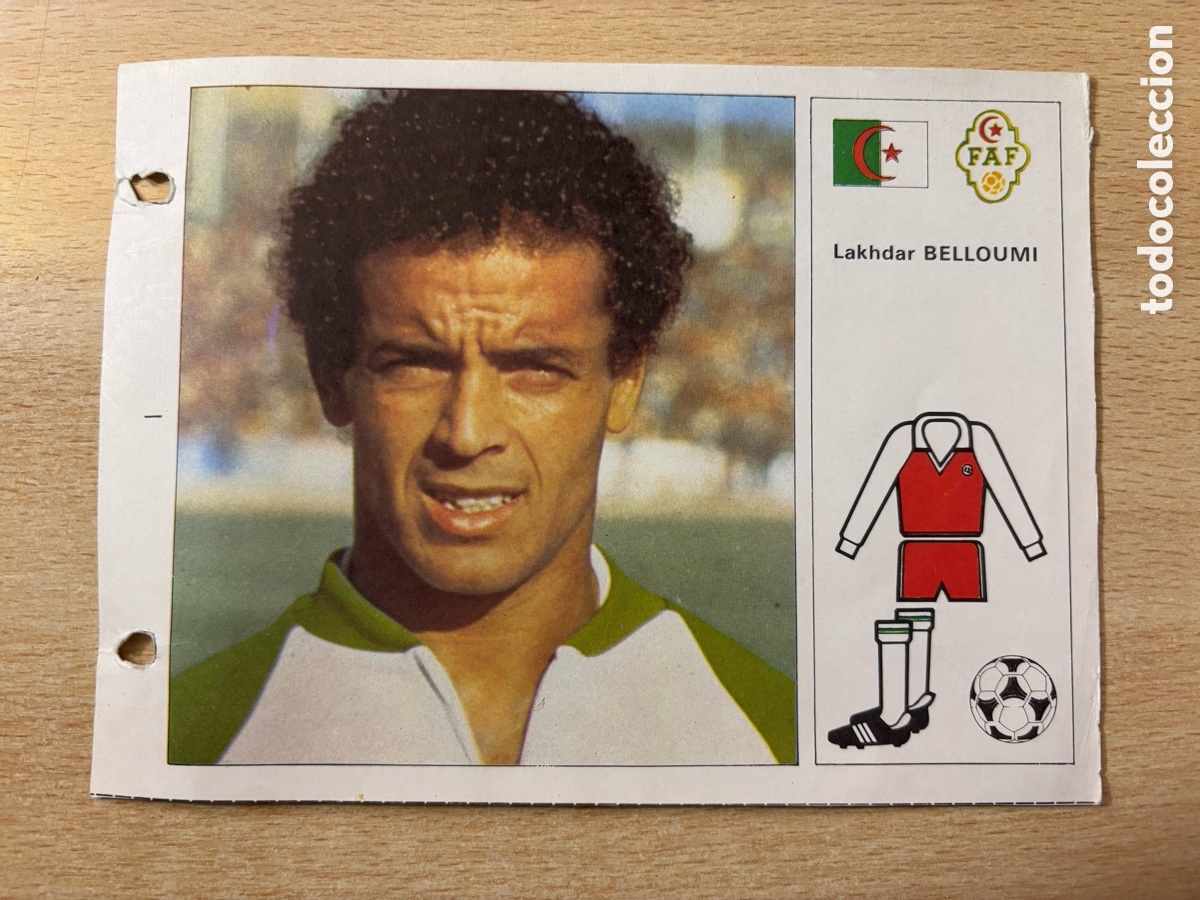 Cromos de F&uacute;tbol: # 11 Lakhdar Belloumi Argelia Las Estrellas del Mundial 82, mide 18x14 cm.