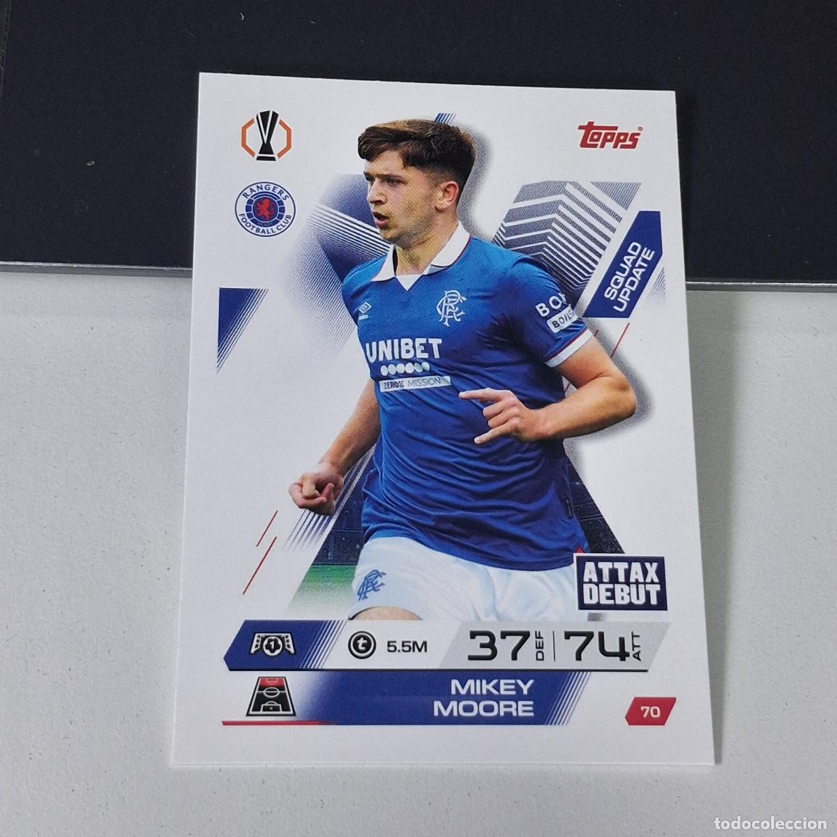Cromos de F&uacute;tbol: B6 70 MIKEY MOORE RANGERS FC SQUAD UPDATE MATCH ATTAX CHAMPIONS LEAGUE 2025-26 EXTRA TOPPS