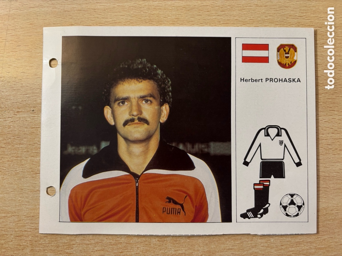 Cromos de F&uacute;tbol: # 24 Herbert Prohaska Austria Las Estrellas del Mundial 82, mide 18x14 cm.
