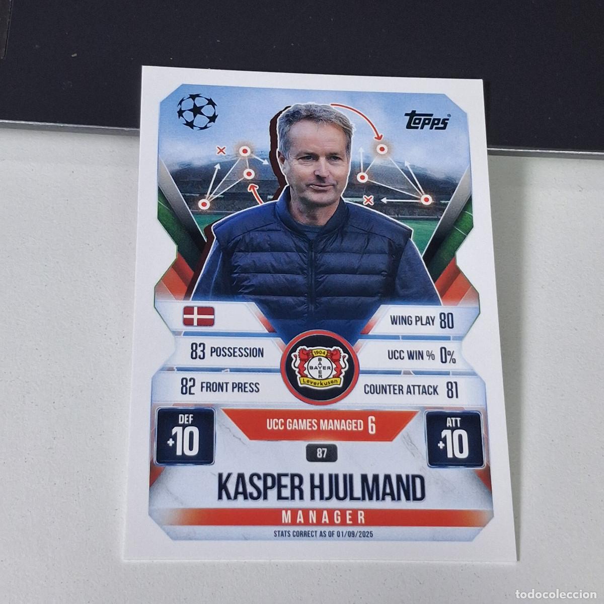 Cromos de F&uacute;tbol: B6 87 KASPER HJULMAND - BAYER 04 LEVERKUSEN MANAGER MATCH ATTAX CHAMPIONS LEAGUE 2025-26 EXTRA TOPPS