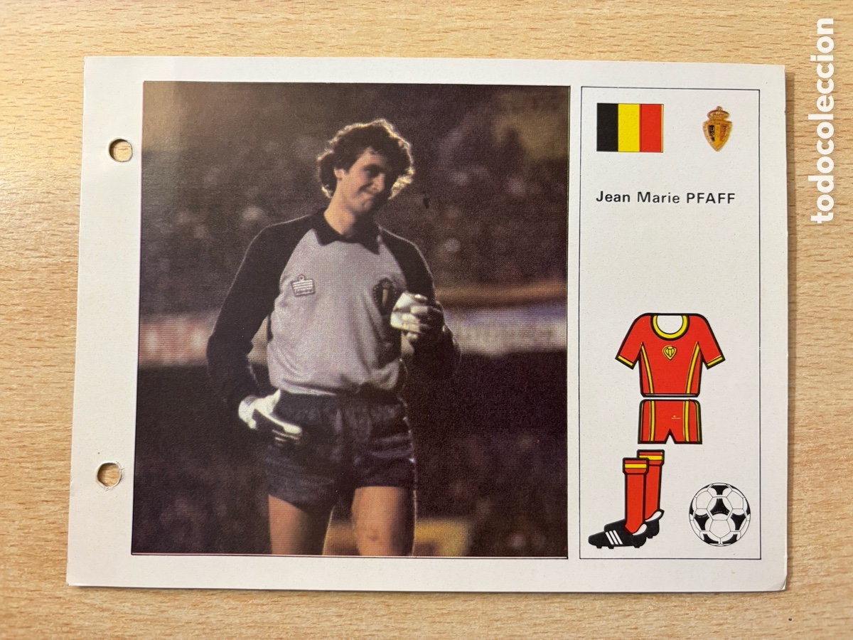 Cromos de F&uacute;tbol: # 28 Jean Marie Pfaff B&eacute;lgica Las Estrellas del Mundial 82, mide 18x14 cm.