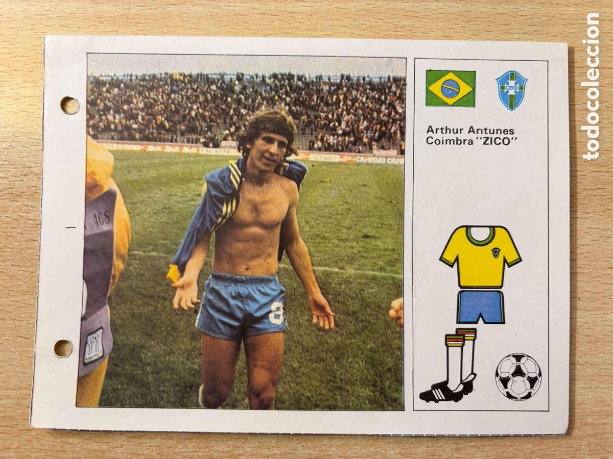 Cromos de F&uacute;tbol: # 34 Zico Brasil Las Estrellas del Mundial 82, mide 18x14 cm.