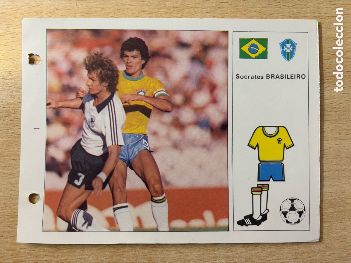 Cromos de F&uacute;tbol: # 35 S&oacute;crates Brasil Las Estrellas del Mundial 82, mide 18x14 cm.