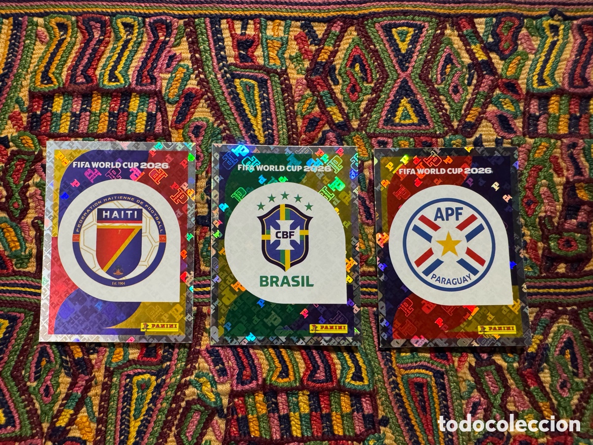 Cromos de F&uacute;tbol: Escudos Brasil Paraguay Hait&iacute; Panini World Cup 2026