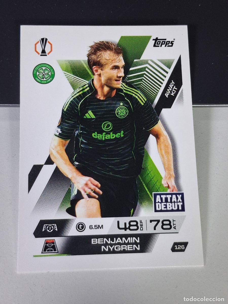 Cromos de F&uacute;tbol: A14 126 BENJAMIN NYGREN CELTIC FC AWAY KIT MATCH ATTAX CHAMPIONS LEAGUE 2025-26 EXTRA TOPPS