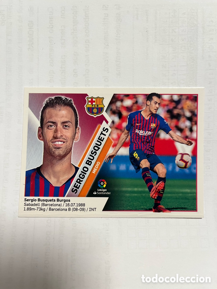 Cromos de F&uacute;tbol: SERGIO BUSQUETS 8 BARCELONA LIGA 2019 2020 19 20 ESTE PANINI NUNCA PEGADO