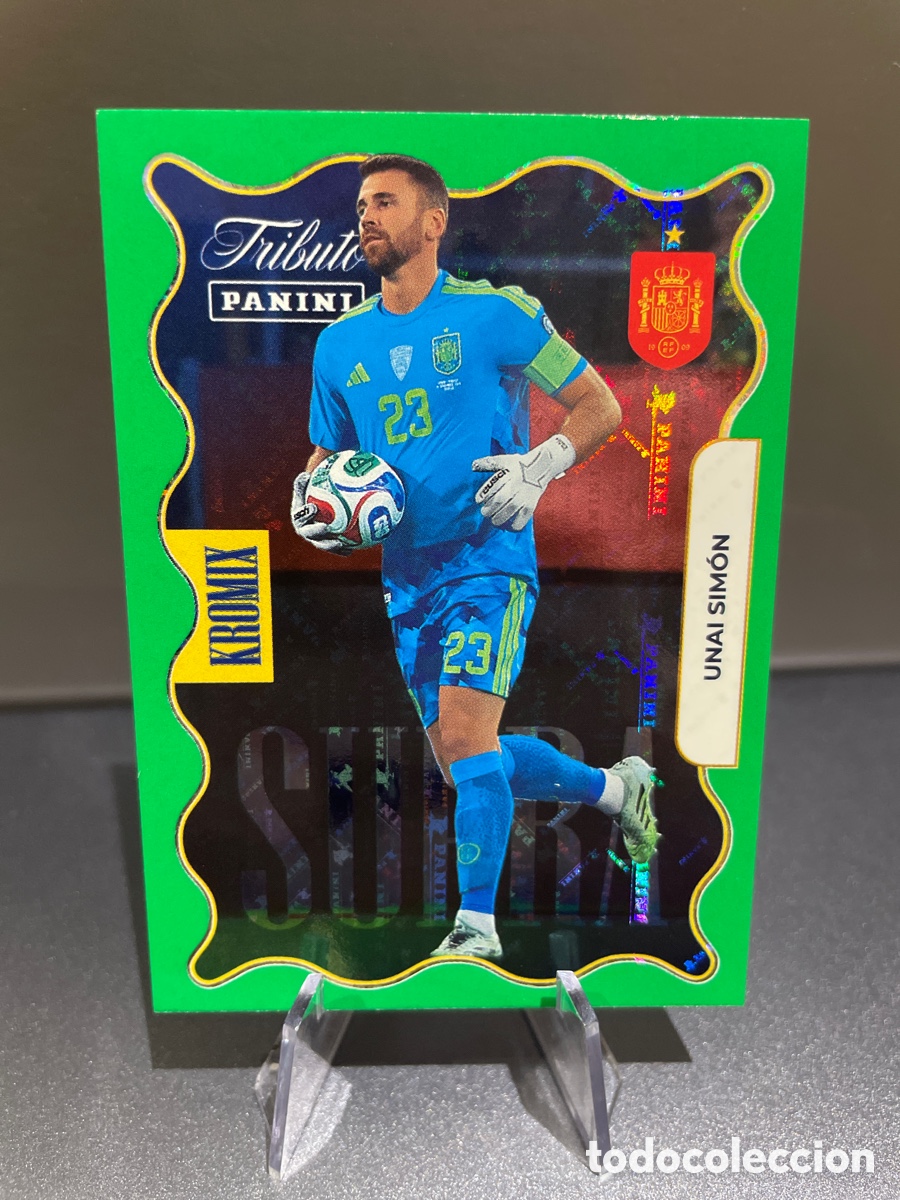 Cromos de F&uacute;tbol: Unai Simon KV71 Kromix Supra Green Panini Tribute Seleccion Espa&ntilde;ola 2010-2026 Vamos Campeones