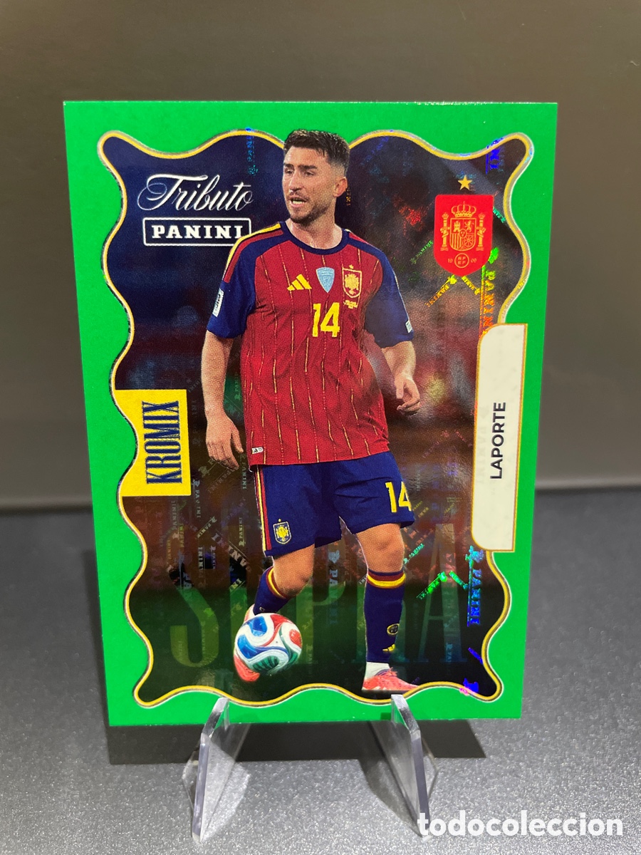 Cromos de F&uacute;tbol: Laporte KV74 Kromix Supra Green Panini Tribute Seleccion Espa&ntilde;ola 2010-2026 Vamos Campeones