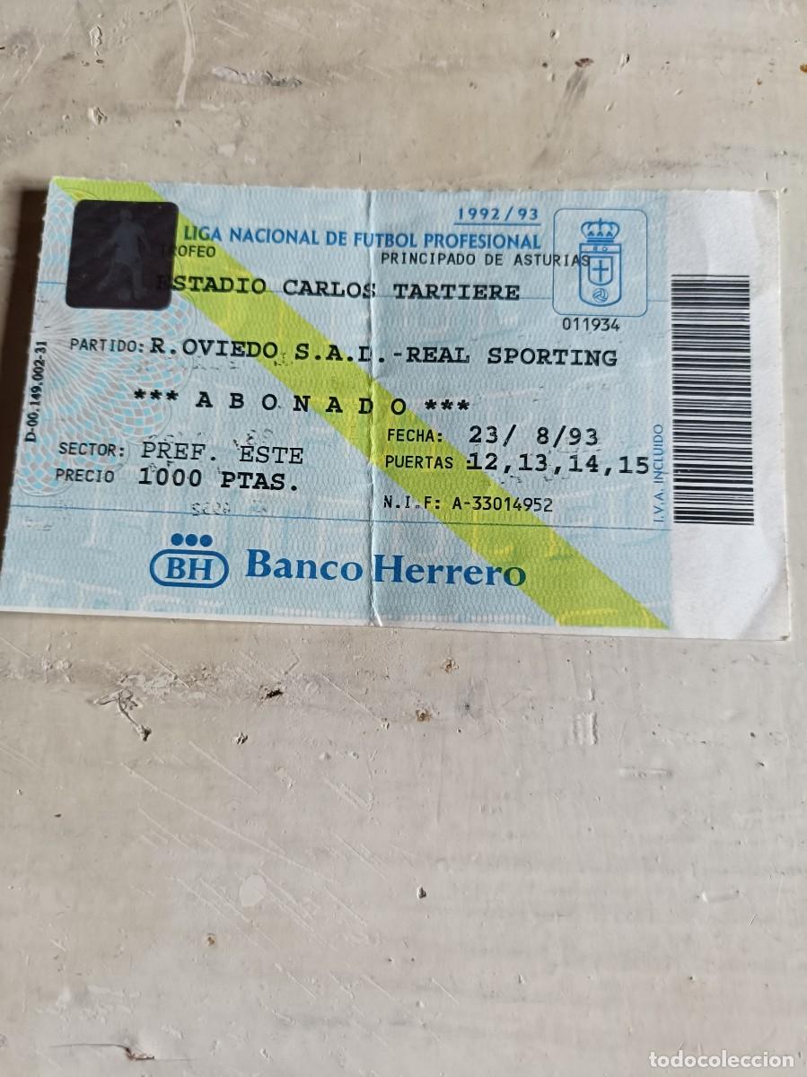 Cromos de F&uacute;tbol: ENTRADA TICKET CARLOS TARTIERE REAL OVIEDO SPORTING DE GIJ&Oacute;N 1000 PTS