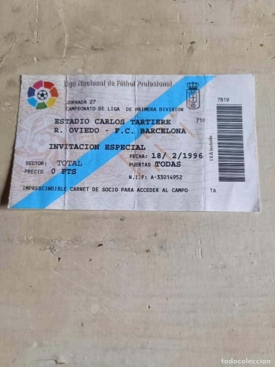 Cromos de Futebol: ENTRADA TICKET CARLOS TARTIERE REAL OVIEDO F.C.BARCELONA A&Ntilde;O 1996