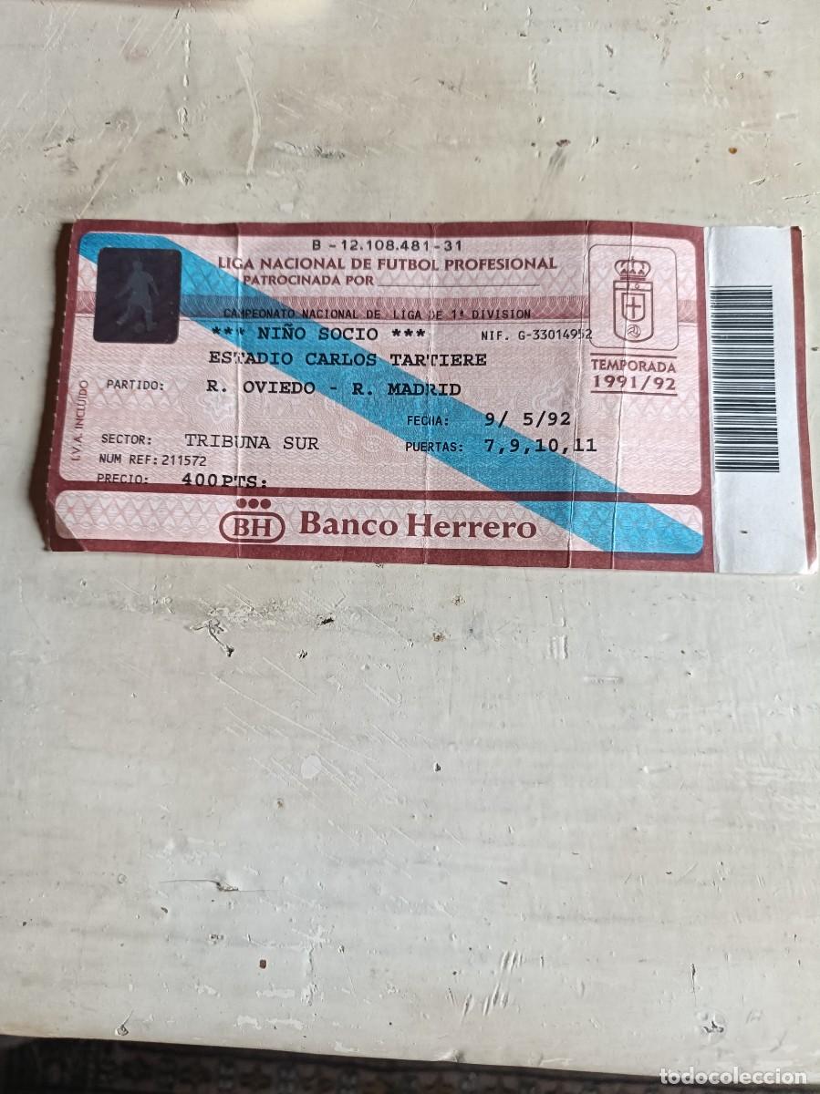 Figurine di Calcio: ENTRADA TICKET CARLOS TARTIERE REAL OVIEDO R. MADRID A&Ntilde;O 1992