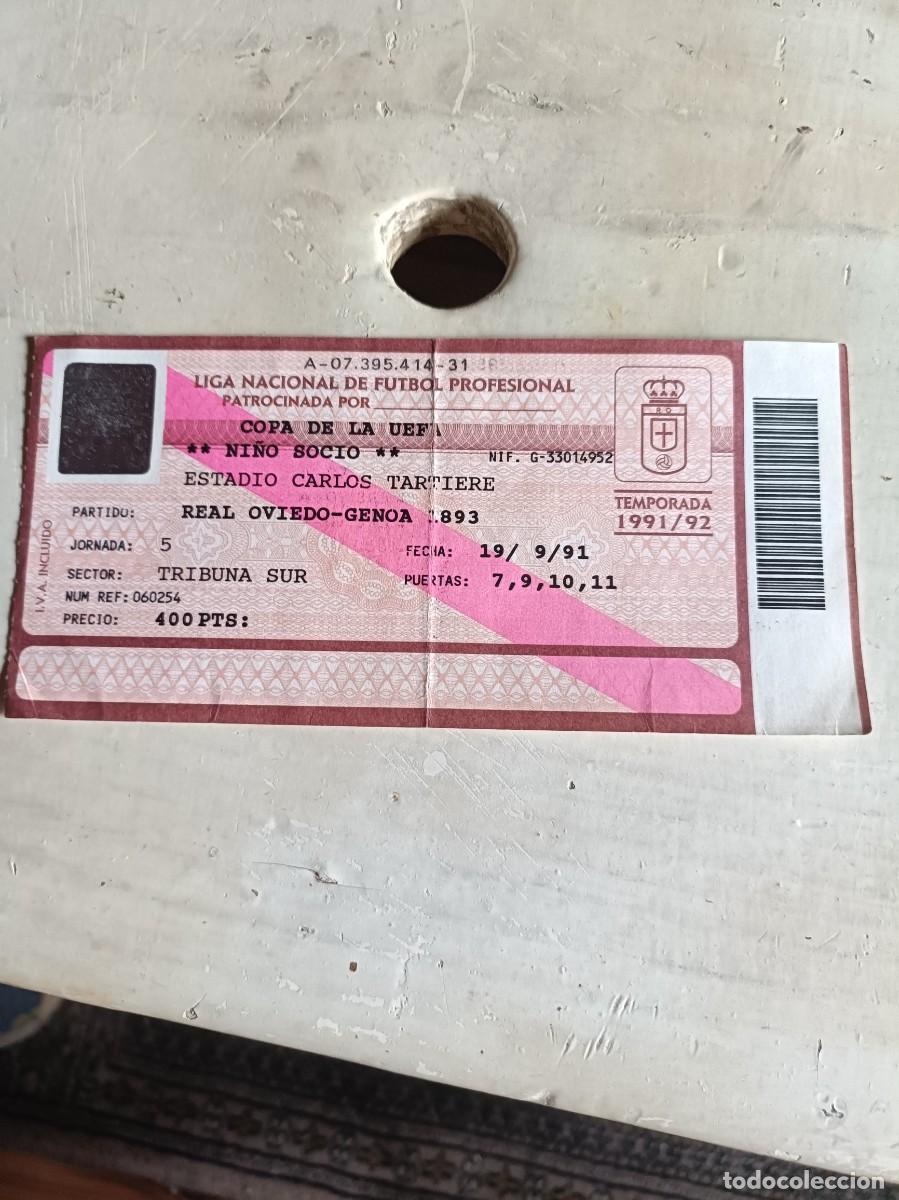 Cromos de F&uacute;tbol: ENTRADA TICKET CARLOS TARTIERE REAL OVIEDO GENOA A&Ntilde;O 1992