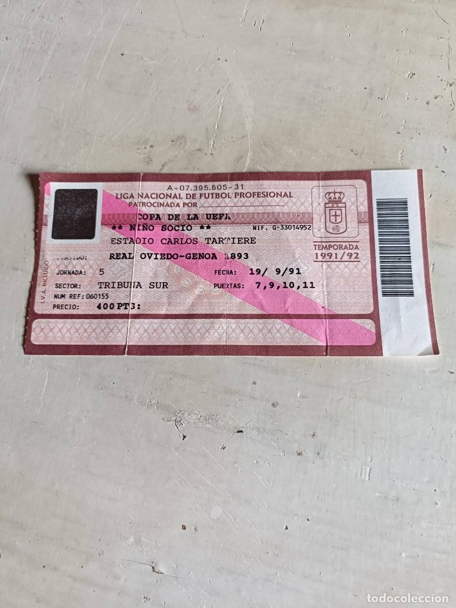 Cromos de F&uacute;tbol: ENTRADA TICKET CARLOS TARTIERE REAL OVIEDO GENOA A&Ntilde;O 1992