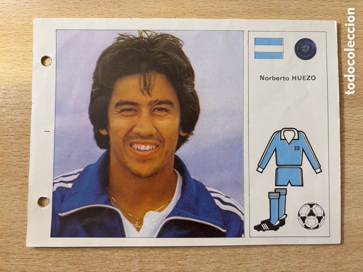 Cromos de F&uacute;tbol: # 51 Norberto Huezo El Salvador Las Estrellas del Mundial 82, mide 18x14 cm.
