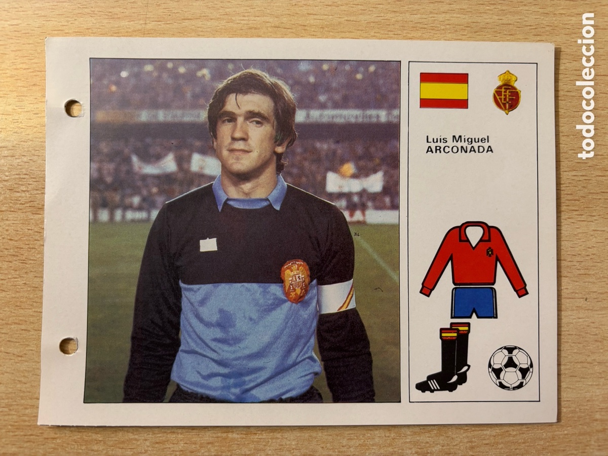 Cromos de F&uacute;tbol: # 59 Luis Miguel Arconada Espa&ntilde;a Las Estrellas del Mundial 82, mide 18x14 cm.