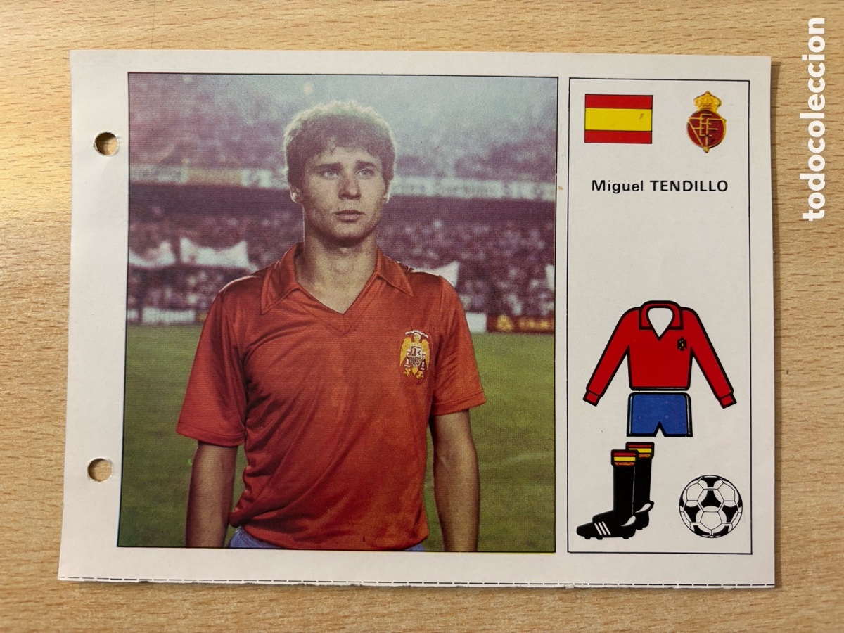 Cromos de F&uacute;tbol: # 61 Miguel Tendillo Espa&ntilde;a Las Estrellas del Mundial 82, mide 18x14 cm.