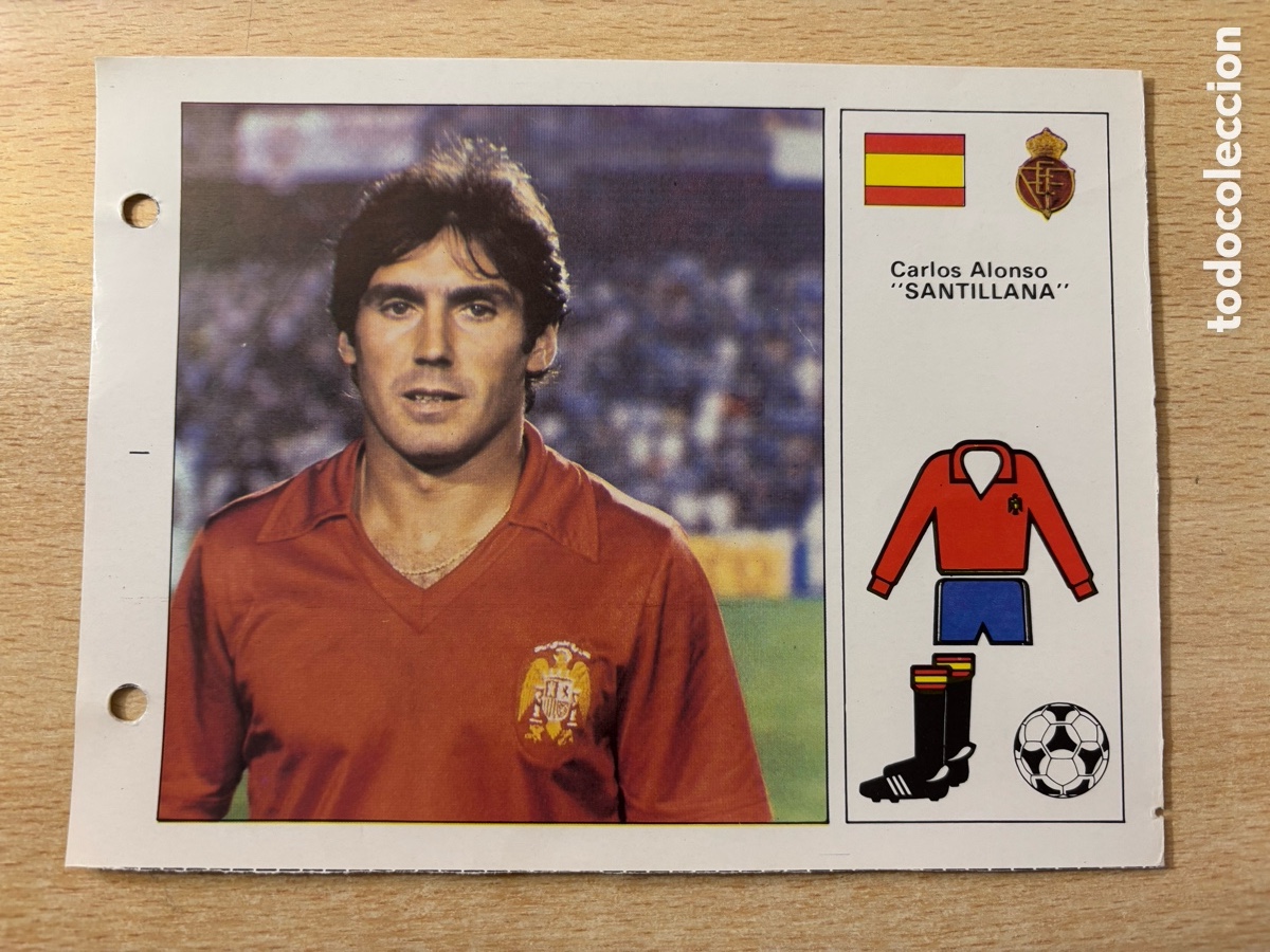 Cromos de F&uacute;tbol: # 66 Carlos Alonso Santillana Espa&ntilde;a Las Estrellas del Mundial 82, mide 18x14 cm.