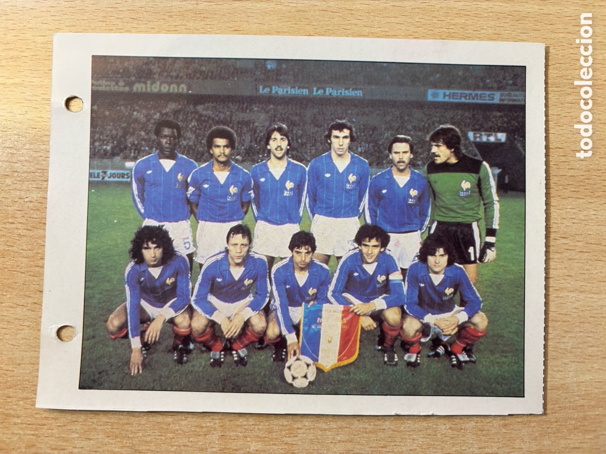 Cromos de F&uacute;tbol: # 67 Selecci&oacute;n Francia Las Estrellas del Mundial 82, mide 18x14 cm. Con Platini