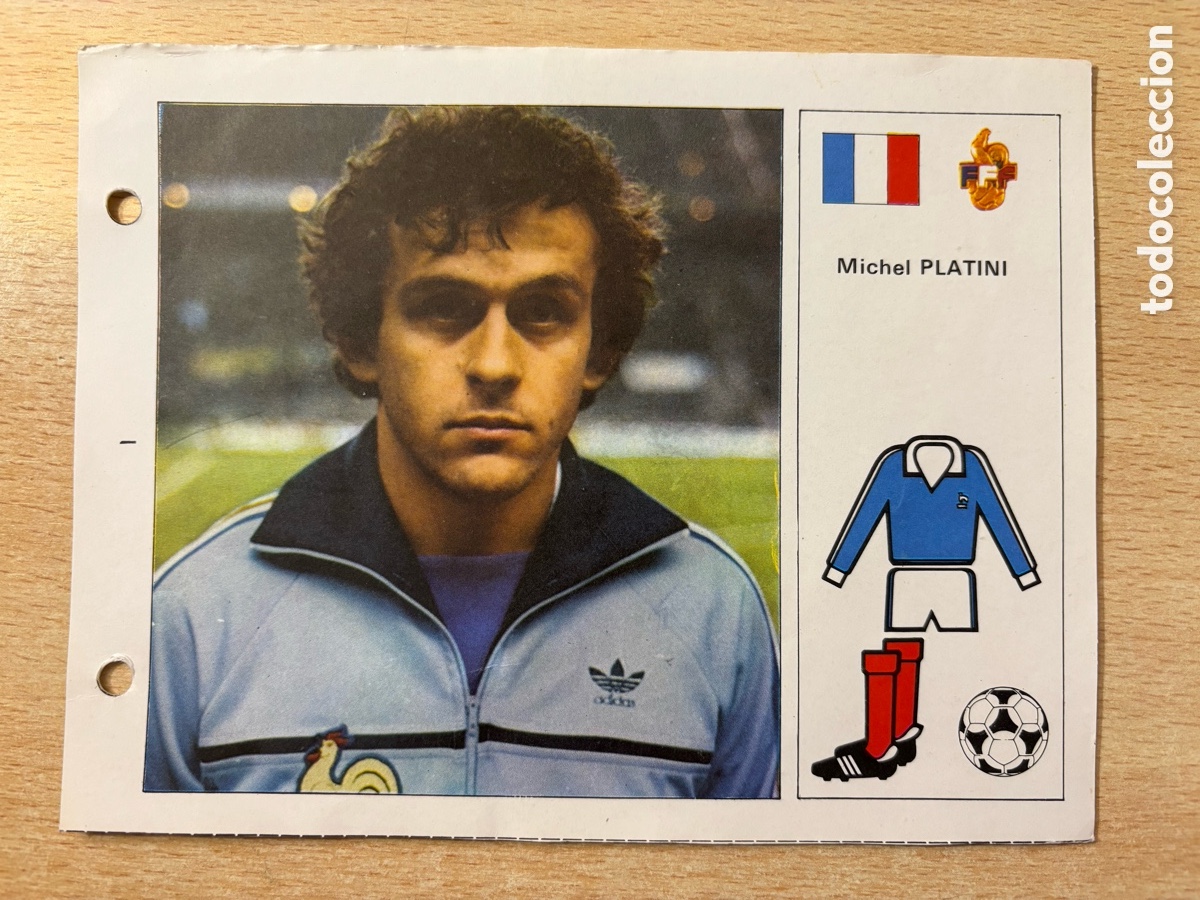 Cromos de F&uacute;tbol: # 69 M&iacute;chel Platini Francia Las Estrellas del Mundial 82, mide 18x14 cm.
