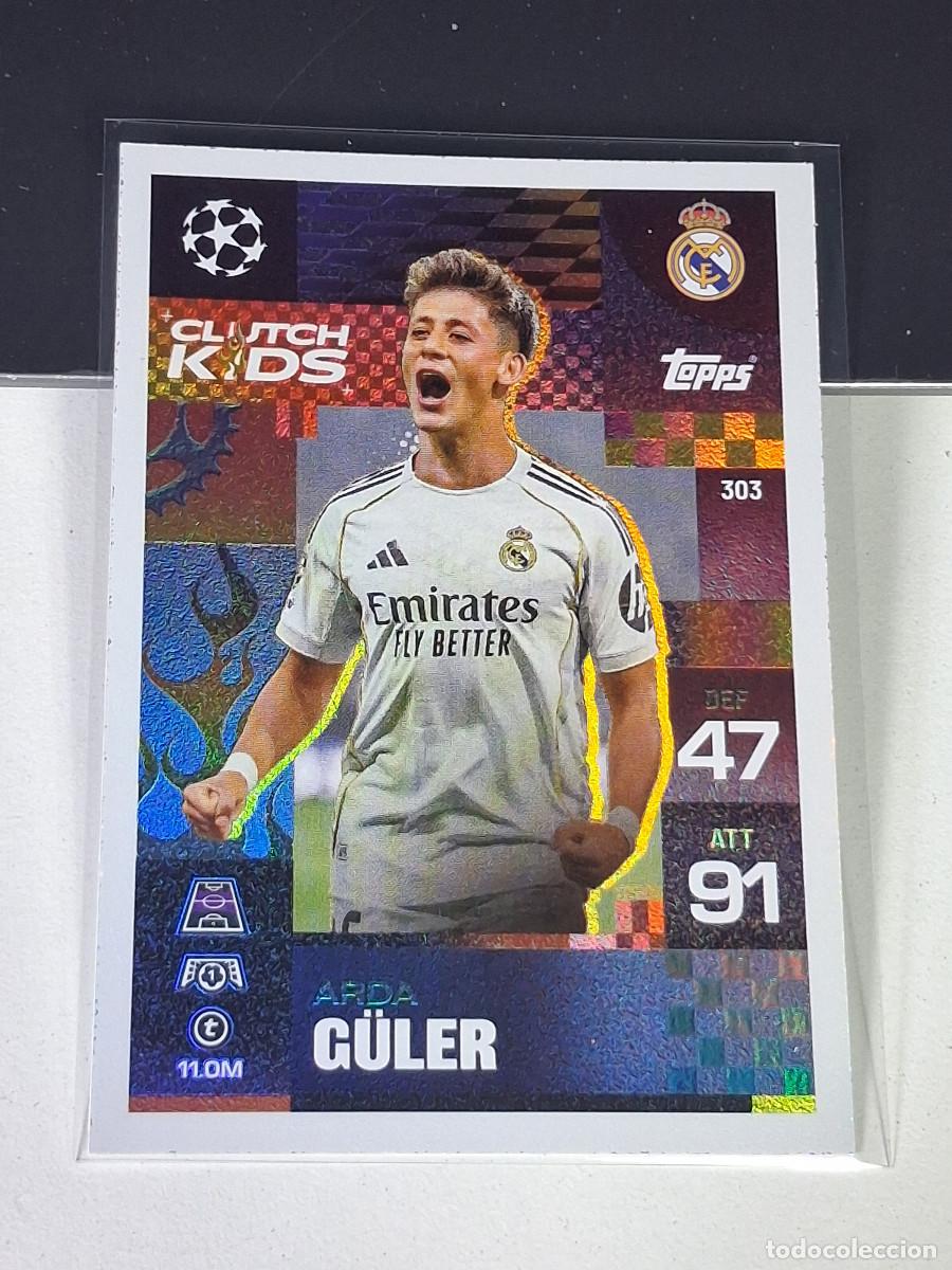 Cromos de F&uacute;tbol: A15 303 ARDA GULER REAL MADRID CLUTCH KIDS MATCH ATTAX CHAMPIONS LEAGUE 2025-26 EXTRA TOPPS