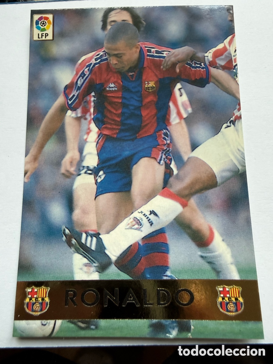 Cromos de F&uacute;tbol: RONALDO NAZARIO (F.C. BARCELONA). CROMO COLECCI&Oacute;N MUNDI CROMO TROFEO PICHICHI 97/98.