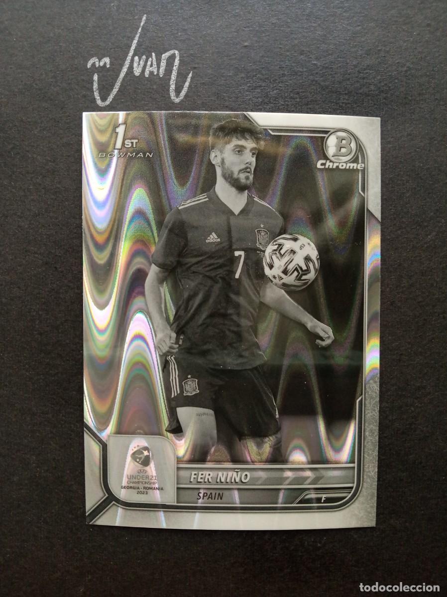 Football Stickers: N&ordm; 84 BLACK & WHITE WAVE FER NI&Ntilde;O ESPA&Ntilde;A BURGOS ⚽ TOPPS &reg; 1st BOWMAN CHROME UEFA EURO UNDER 21 2023