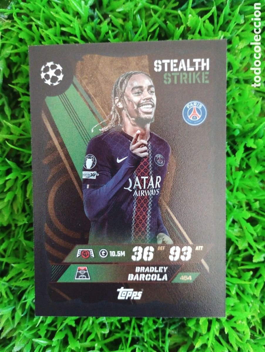 Cartes &agrave; collectionner de Football: Barcola Paris Saint-Germain STEALTH STRIKE Match Attax 25-26 # 454