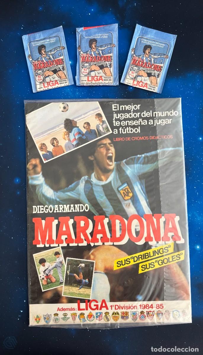 Cromos de F&uacute;tbol: &Aacute;lbum Diego Armando Maradona Liga 1984-85 Precintado con 3 Sobres Cerrados
