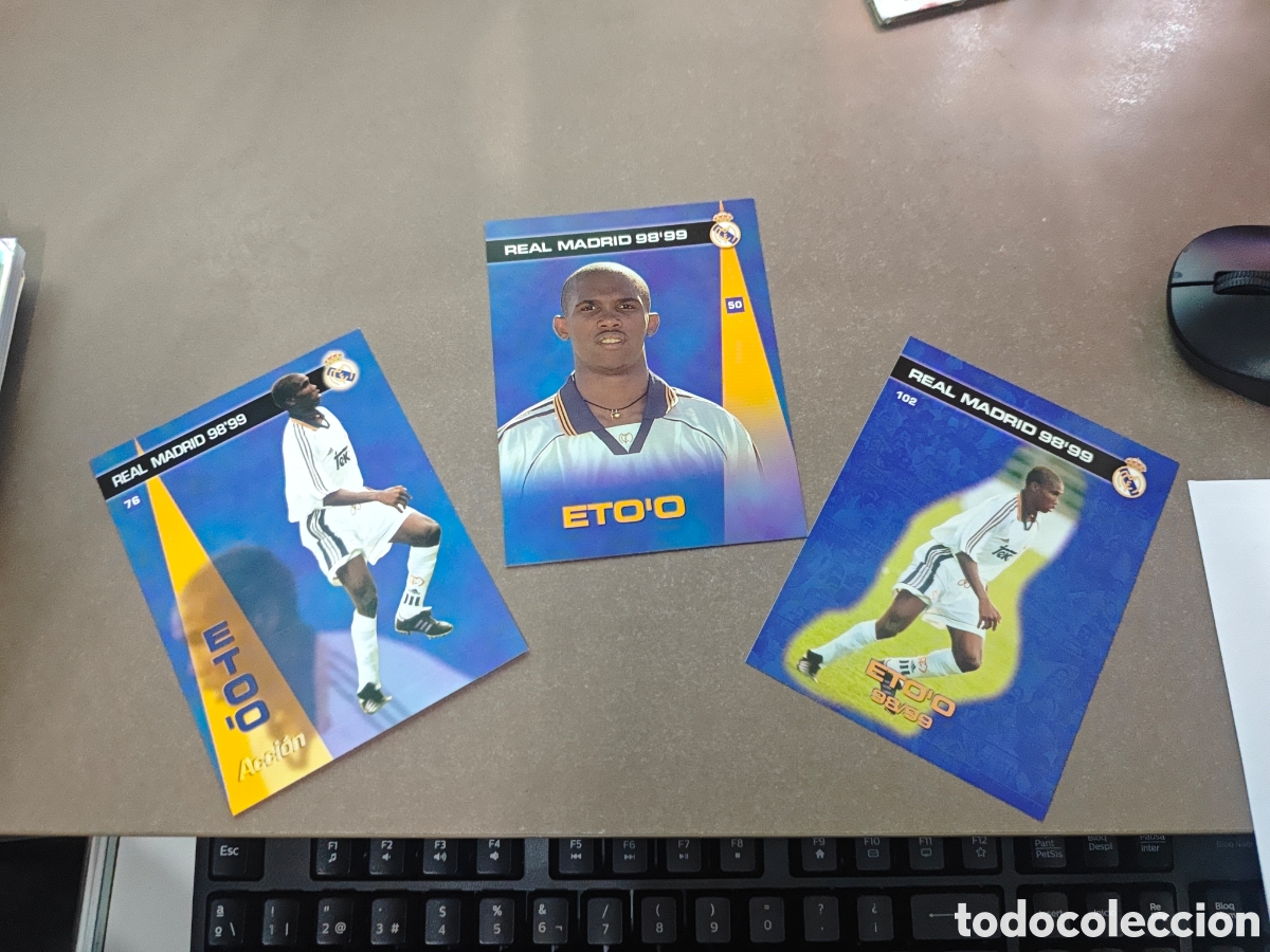Cromos de F&uacute;tbol: 3 CROMOS ETOO ETO O REAL MADRID PANINI PHOTOCARD 1998 1999, NUMEROS 50 , 76 , 102