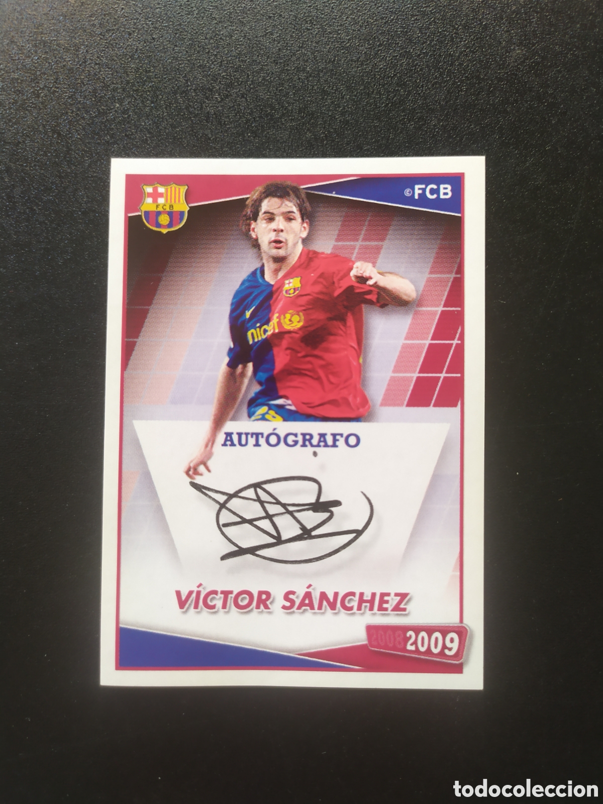 Cromos de F&uacute;tbol: FC Barcelona colecci&oacute;n oficial 2008 2009 08 09 panini V&iacute;ctor S&aacute;nchez aut&oacute;grafo n&deg; 124 sin pegar