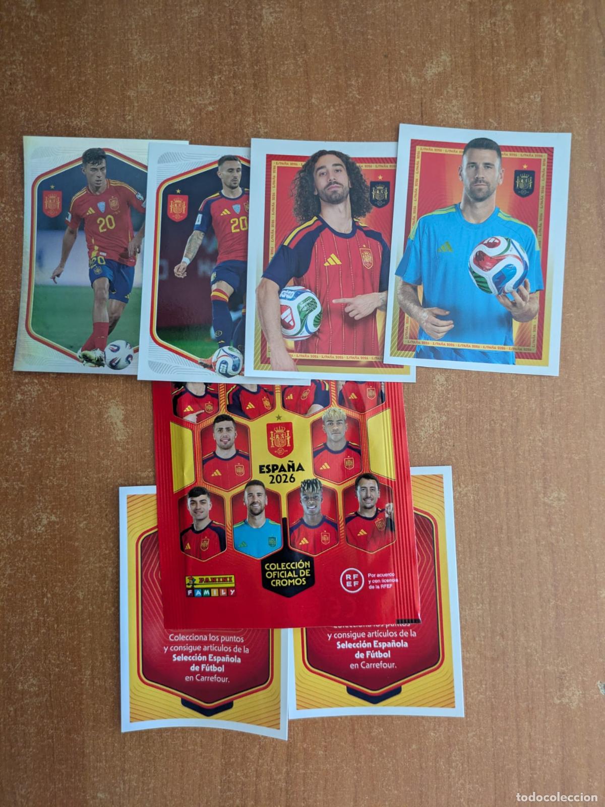 Cromos de F&uacute;tbol: 4 cromos Espa&ntilde;a 2026. Colecci&oacute;n Oficial Cromos Selecci&oacute;n Espa&ntilde;ola. Panini.