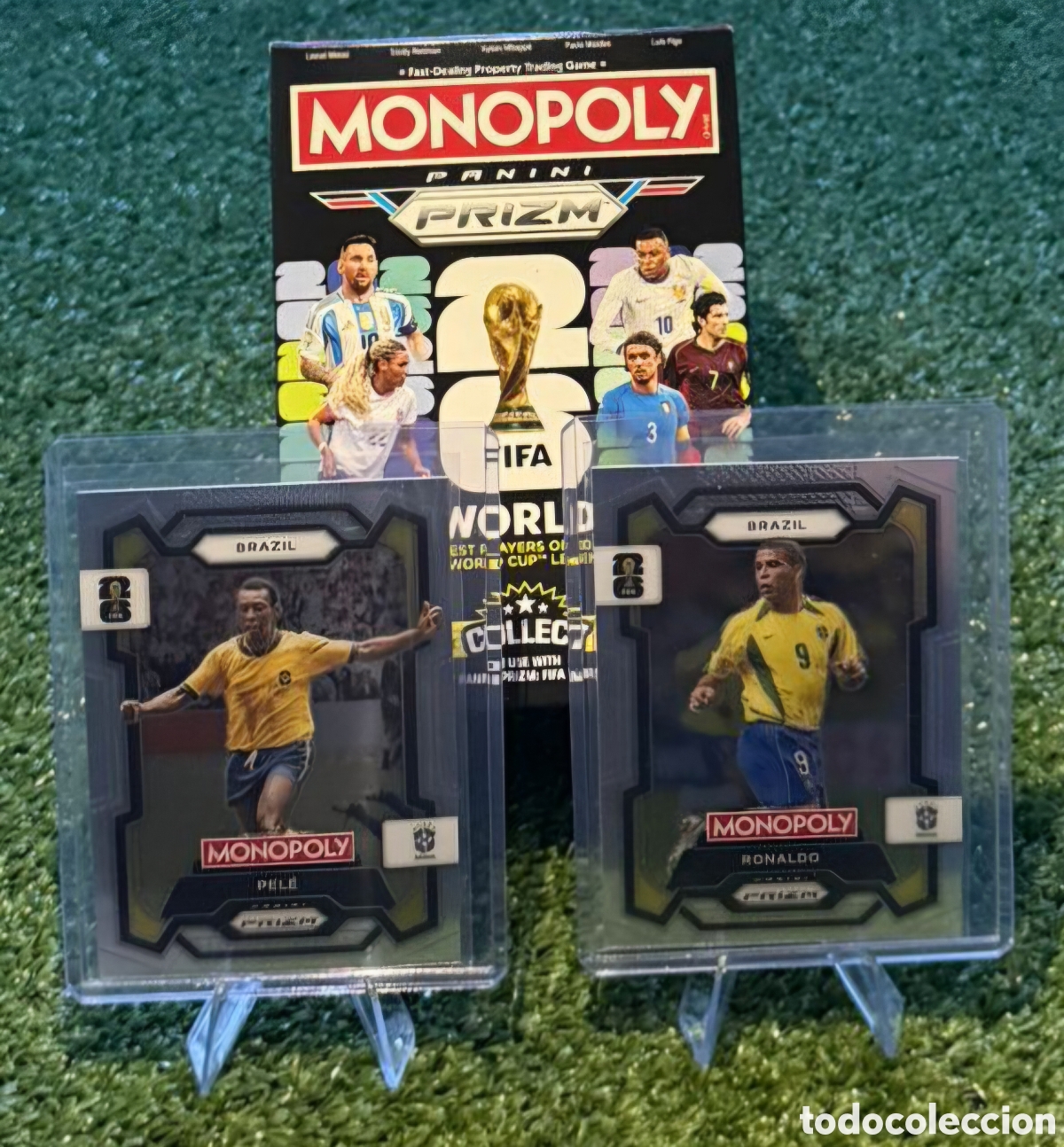 Cromos de F&uacute;tbol: Ronaldo Nazario y Pel&eacute; Monopoly Panini Prizm