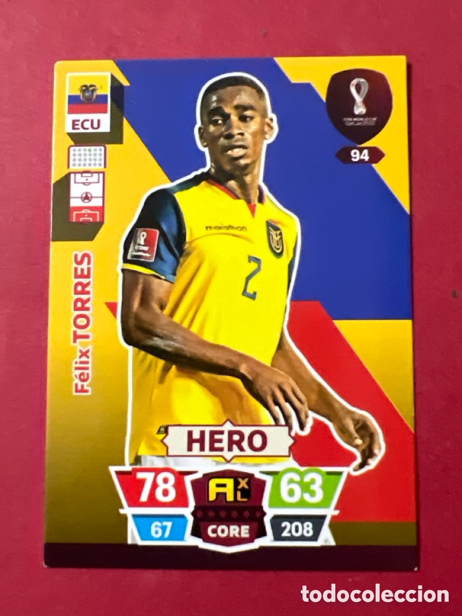 Football Stickers: C46. CROMOS DE ADRENALYN XL PANINI FIFA WORLD DE QATAR DEL A&Ntilde;O 2022 N&ordm; 94 ECU F&Eacute;LIX TORRES