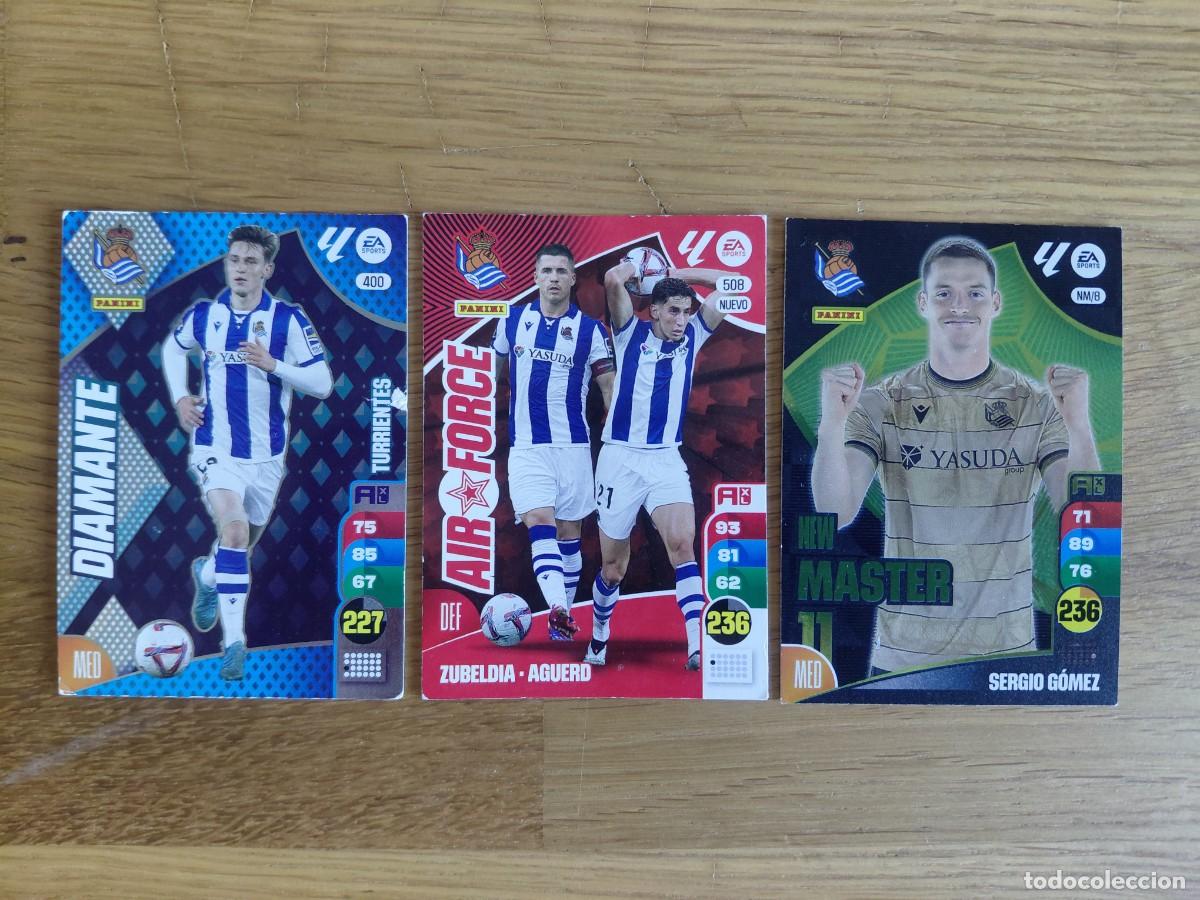 Cromos de F&uacute;tbol: Turrientes, Zubedia, Aguero y Sergio G&oacute;mez -- Lote 3 cromos -- Real Sociedad -- 24/25 -- Adrenalyn