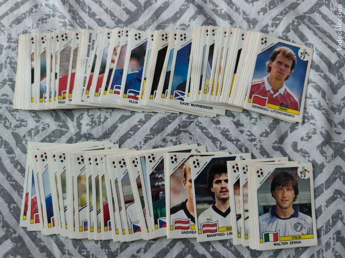 Cromos de F&uacute;tbol: Lote de unos 100 cromos Italia 90 Panini sin pegar sin repetir