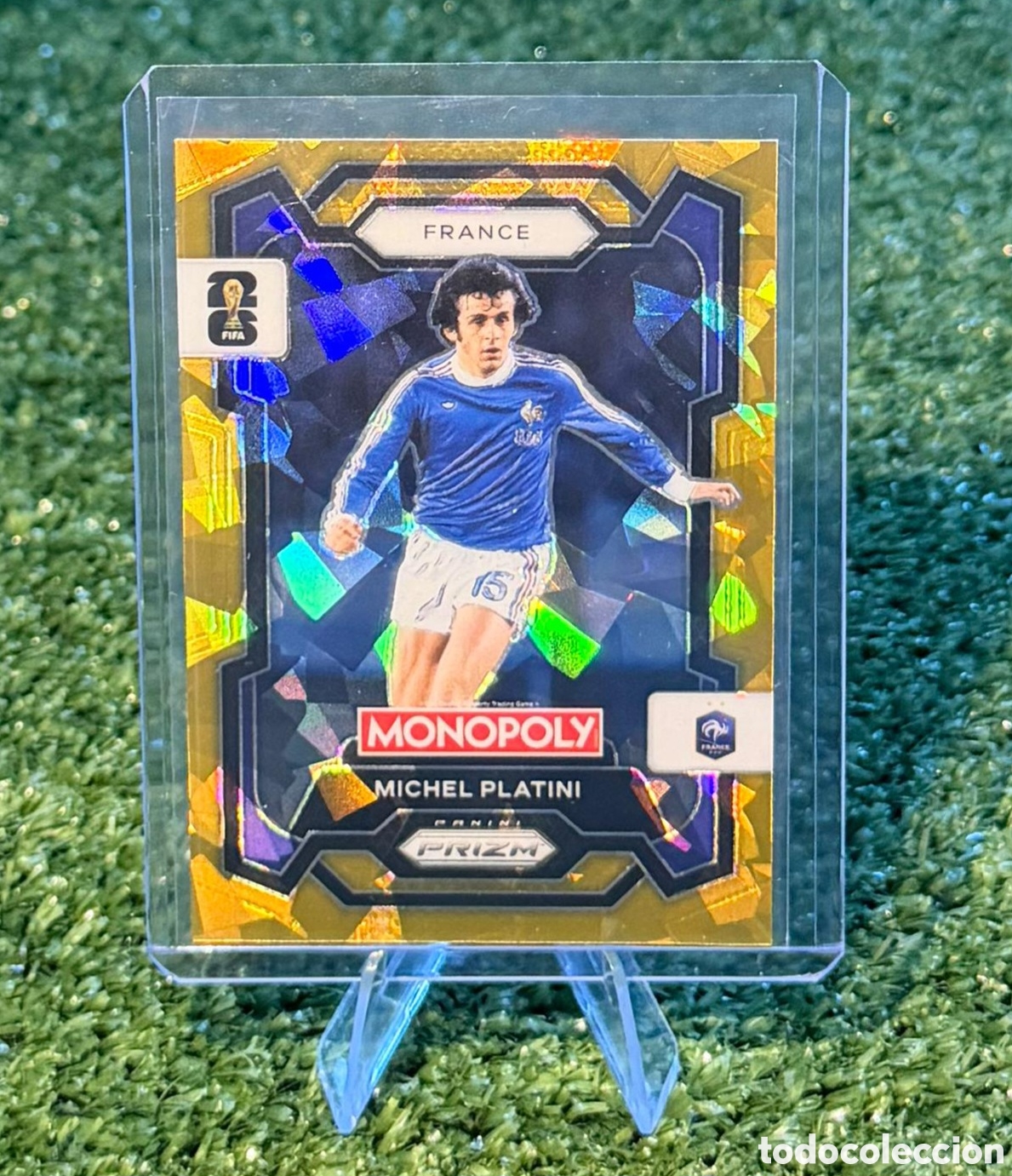 Cromos de F&uacute;tbol: Michel Platini Gold Cracked Ice Monopoly Panini Prizm