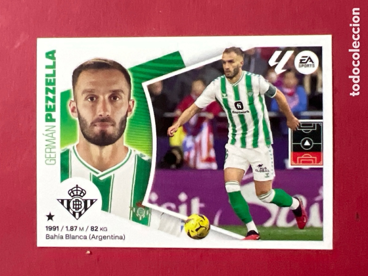 Cromos de F&uacute;tbol: C153. N&ordm; 8 PEZZELA BETIS LIGA ESTE 24 25 2024 2025 SIN PEGAR NUNCA PEGADO