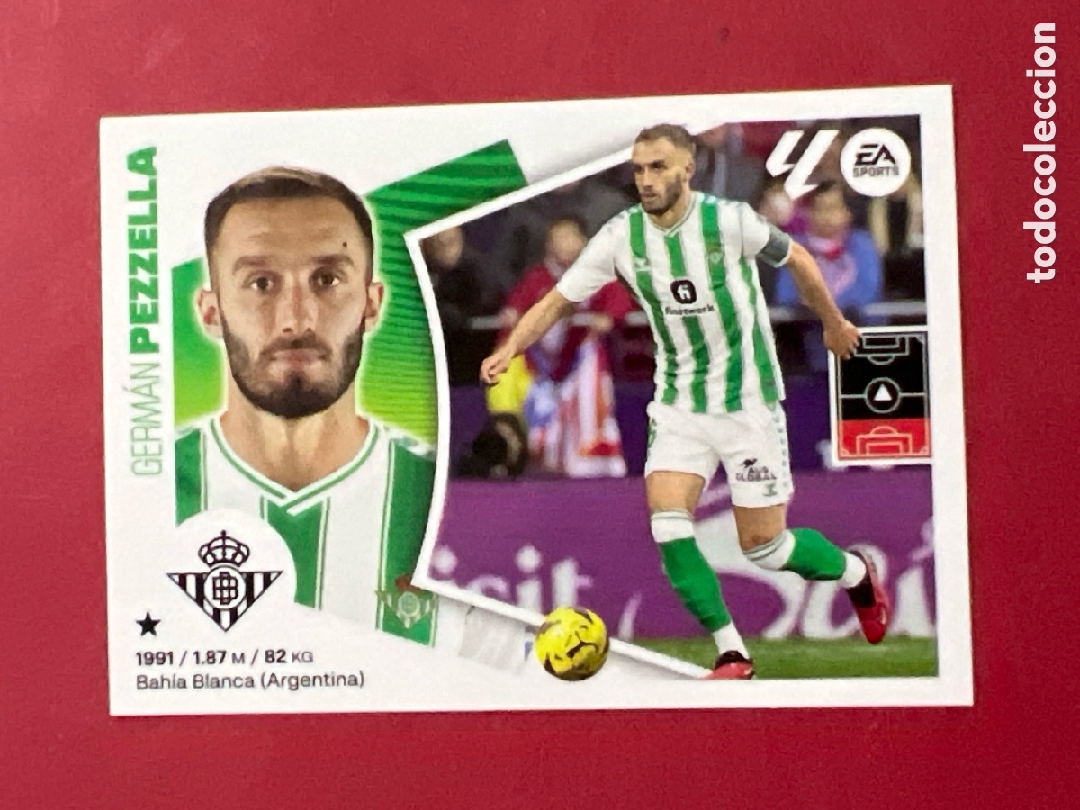 Cromos de F&uacute;tbol: C154. N&ordm; 8 PEZZELA BETIS LIGA ESTE 24 25 2024 2025 SIN PEGAR NUNCA PEGADO