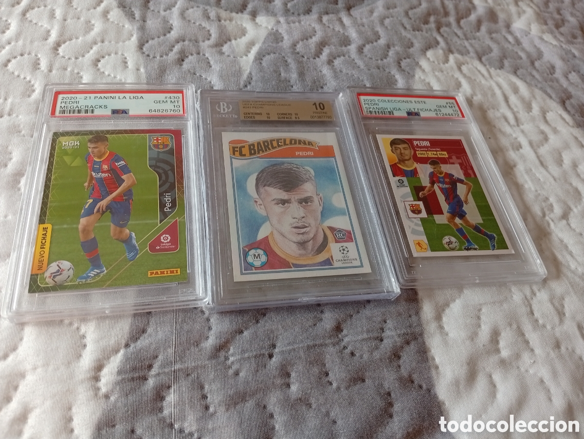Cromos de F&uacute;tbol: Lote 3 Pedri PSA 10, living set pristine, megacracks y liga este
