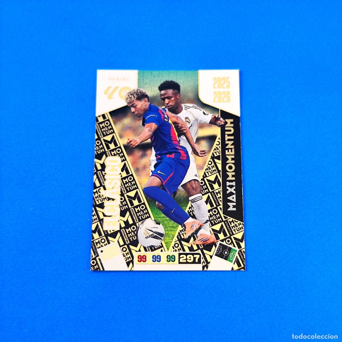 Cromos de F&uacute;tbol: Adrenalyn 2025 2026 / 25 26 Maxi Momentum El Cl&aacute;sico Lamine Yamal Barcelona Vinicius Real Madrid